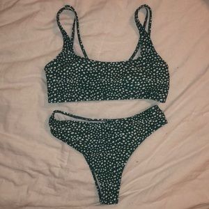 Shein green and white polka dot bikini